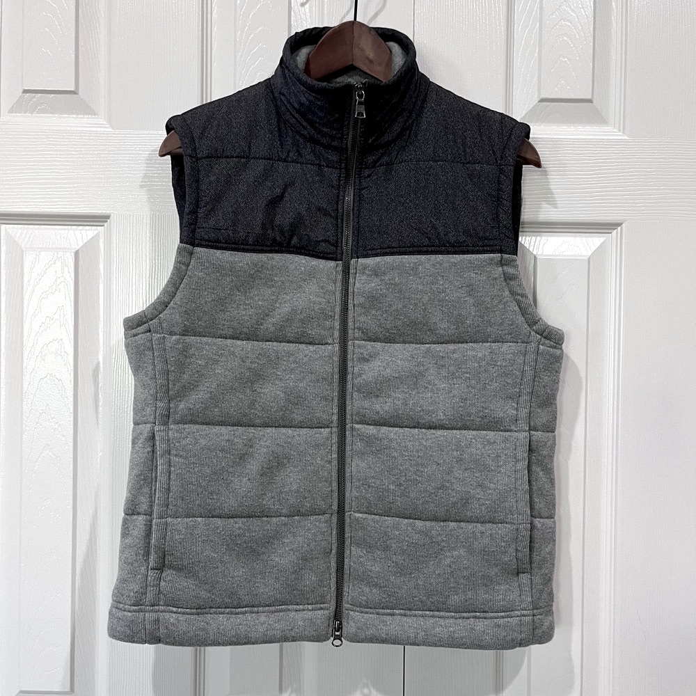 Banana Republic Grey Colorblock Quilted Full Zip Puffer Vest Men's Size M